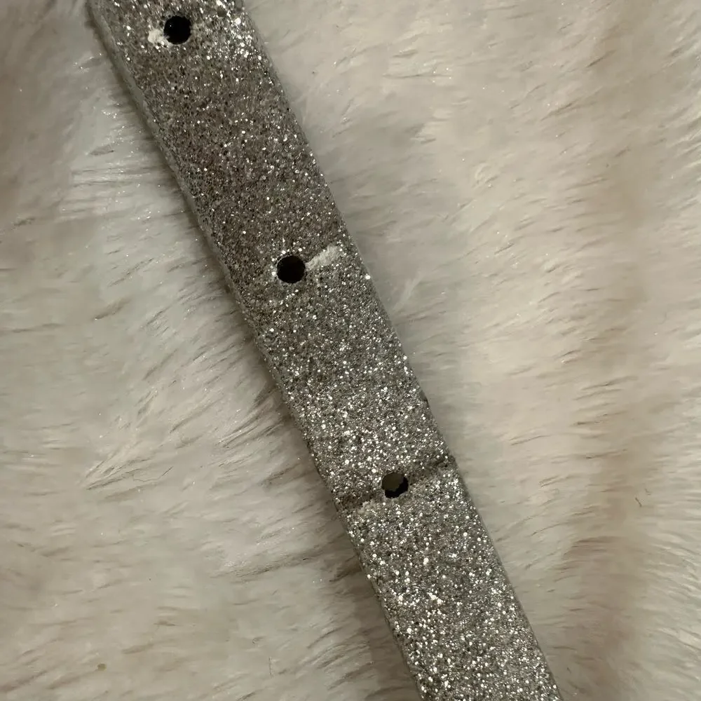 Justice Silver Glitter Belt sz M